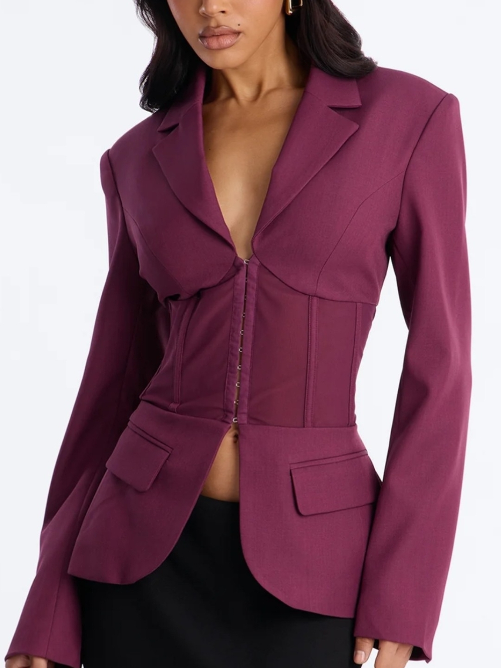 Plum Corset-Style Blazer Jacket